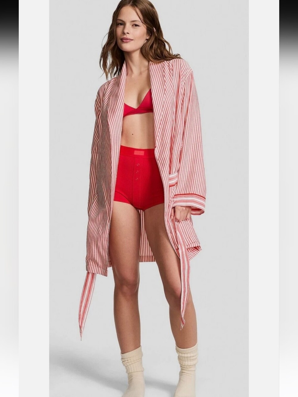 PINK Victoria's Secret Red and White Striped Shirt